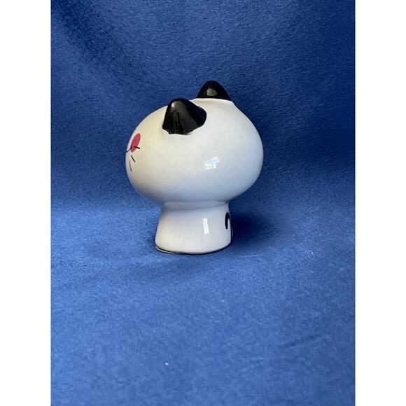 Cute Porcelain Black and White Smiling Large Headed Cat - Picture 2 of 6